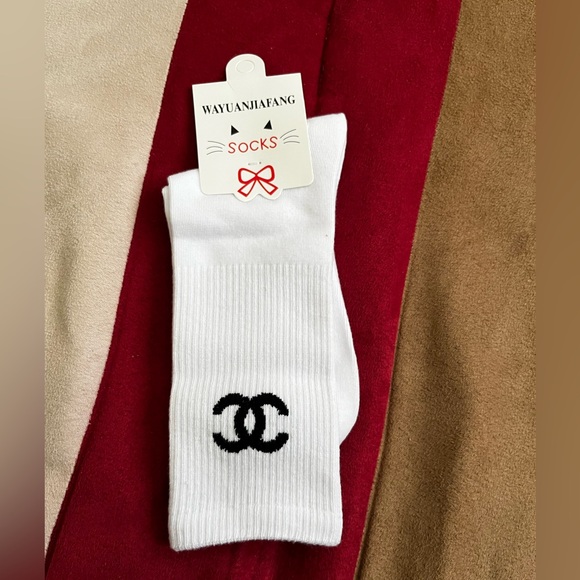 White Socks with Black Logo - Picture 2 of 3